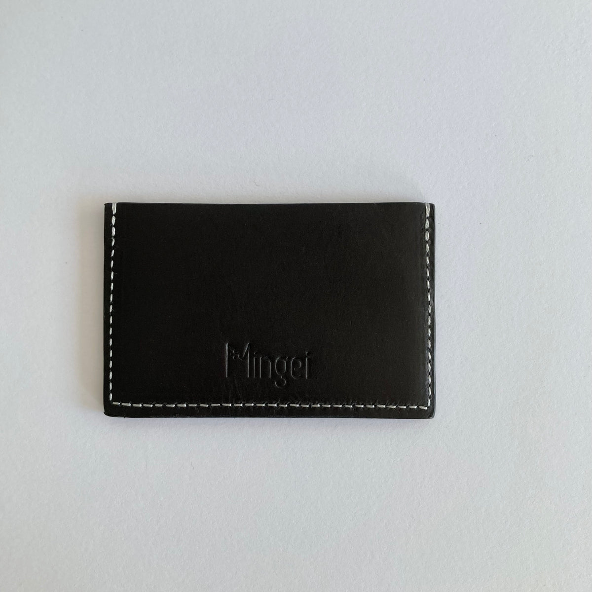 Porte-cartes Estran noir et gris-bleu, dos avec le logo Mingei embossé
