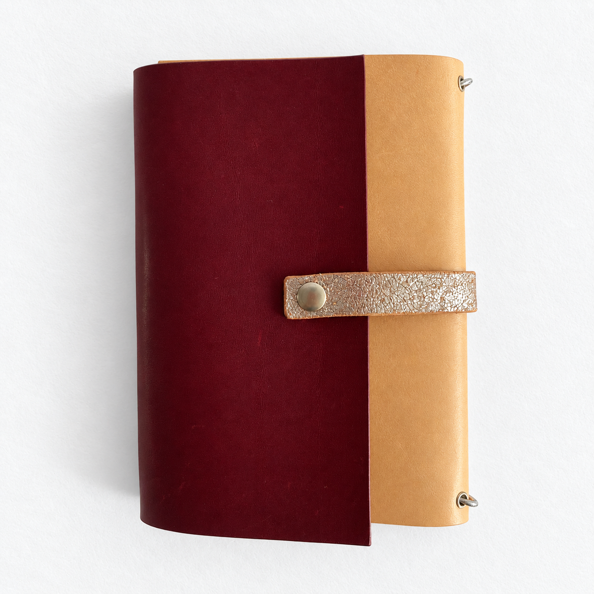 Carnet Anémone en cuir prune et naturel