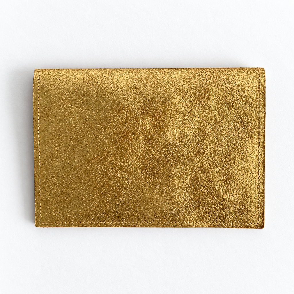 Pochette Sable en cuir or, dos pailleté, vue de dos
