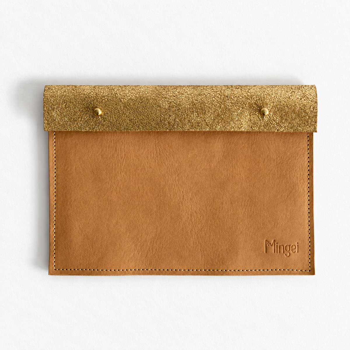 Pochette Sable en cuir or, dos pailleté