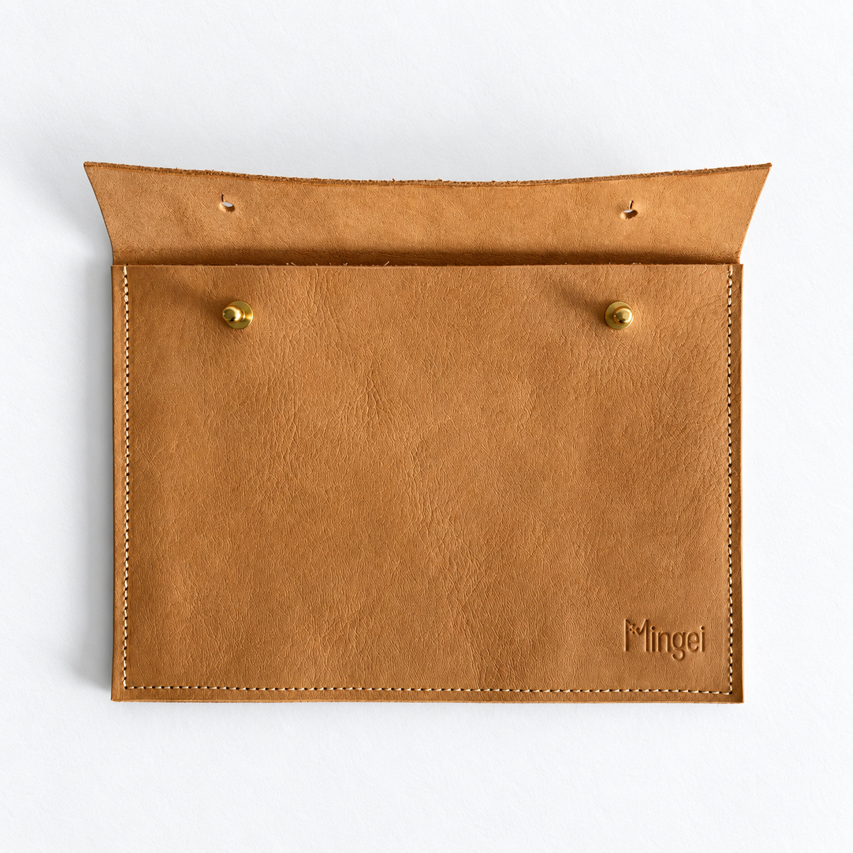 Pochette Sable en cuir or, dos pailleté, ouverte