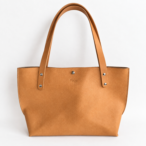 Cabas Dunes en cuir, version argent, de face
