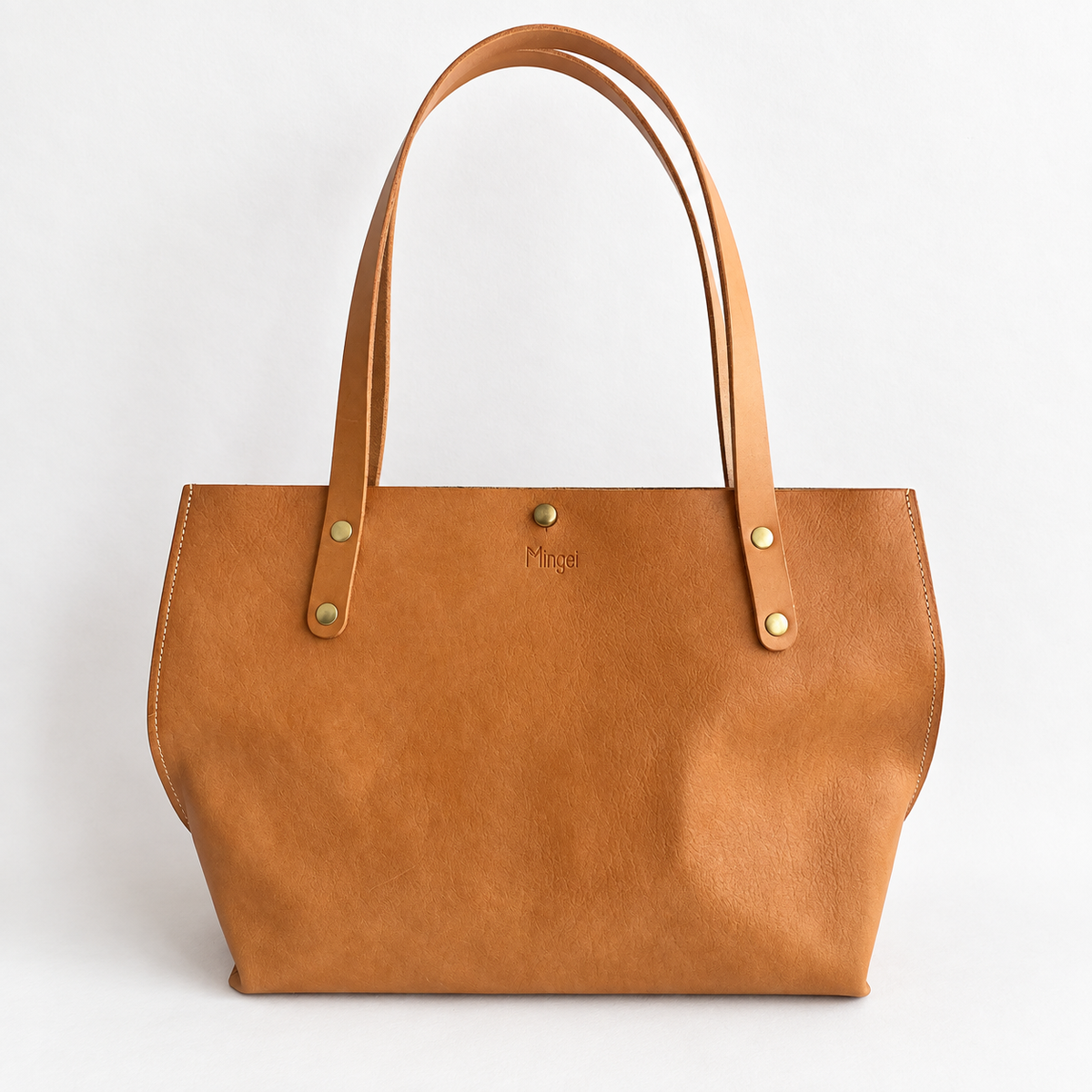 Cabas Dunes en cuir, version or, de face